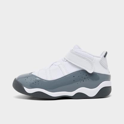 Kids' Toddler Air Jordan 6 Rings Basketball Shoes - White/Grey - Left shoe facing left. Outside of the shoe. - view 1