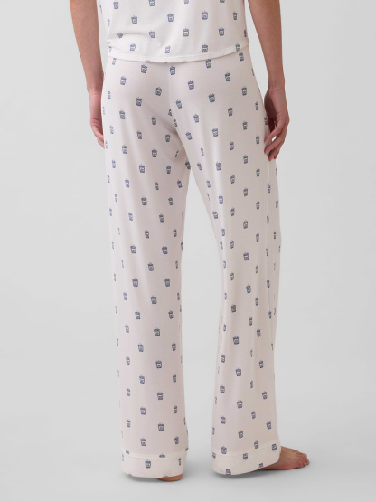 SoftMade Modal PJ Pants - Off white coffee cup print