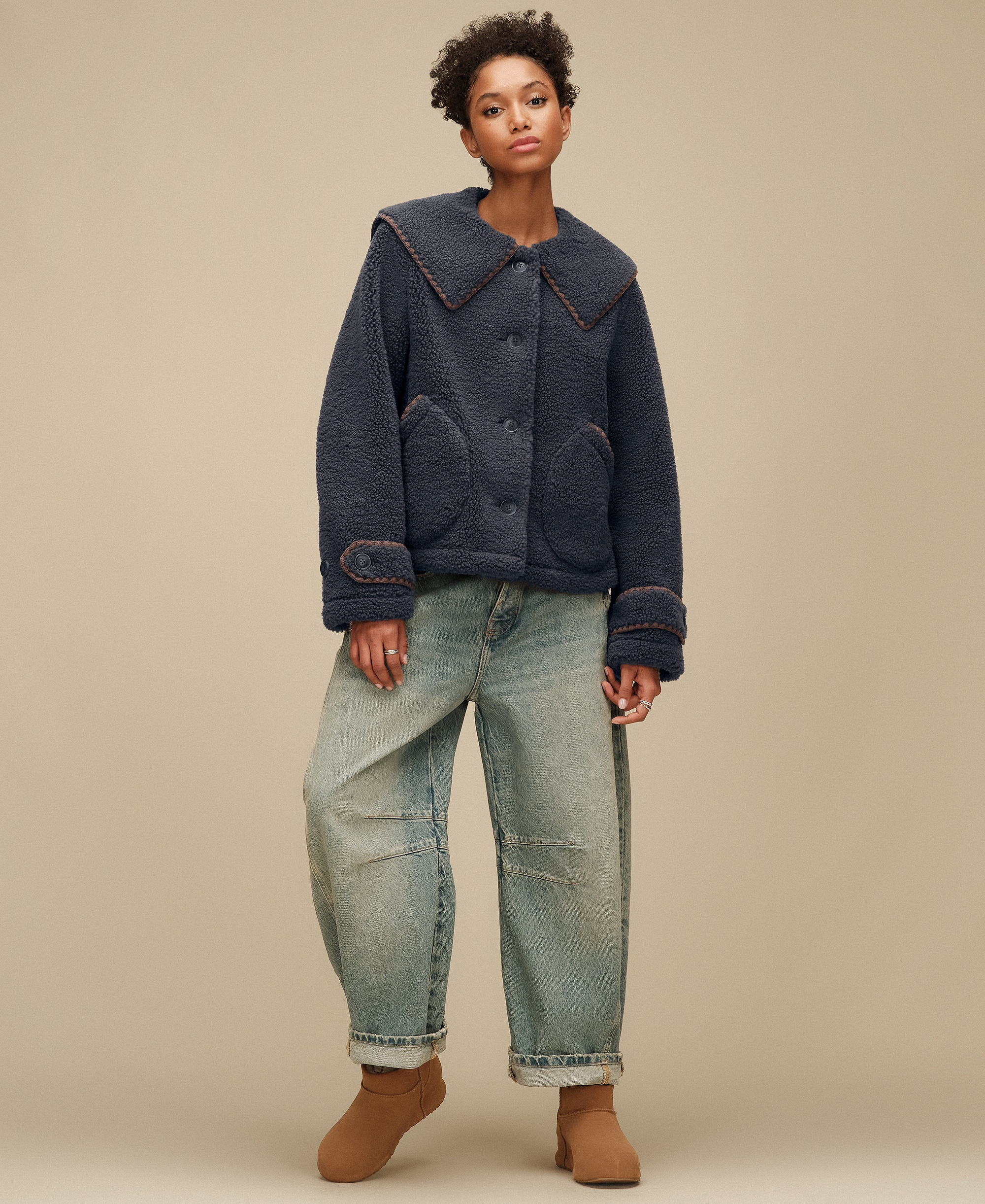 UGG Women's Nikia Relaxed-Fit Collared Neck Jacket - Eve Blue