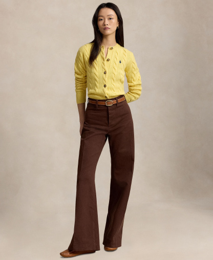 Polo Ralph Lauren Women's Cable-Knit Wool-Cashmere Cardigan Sweater - Fall Yellow
