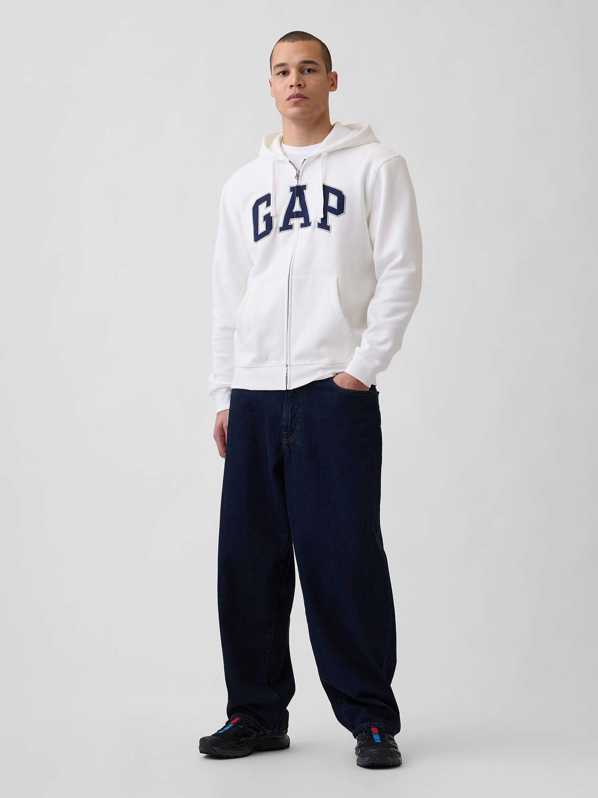 Adult VintageSoft Arch Logo Zip Hoodie - Off white