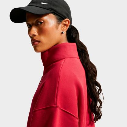 Women's Nithtke Studio Fleece Medium-Weight Oversized Cropped Quarter-Zip Jacket - Tough Red/Sail