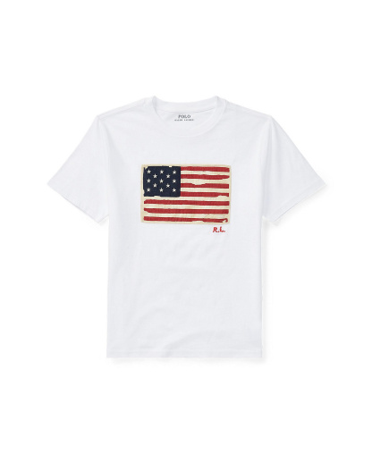 Polo Ralph Lauren Boys' 8-20 Flag Cotton Jersey Tee - White