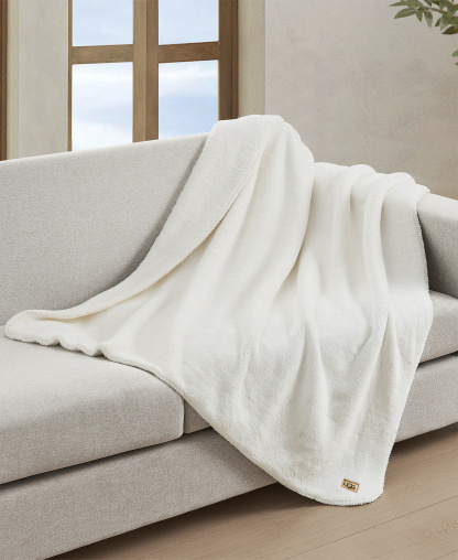 UGG® Saige Plush Throw, 50" x 70" - Snow