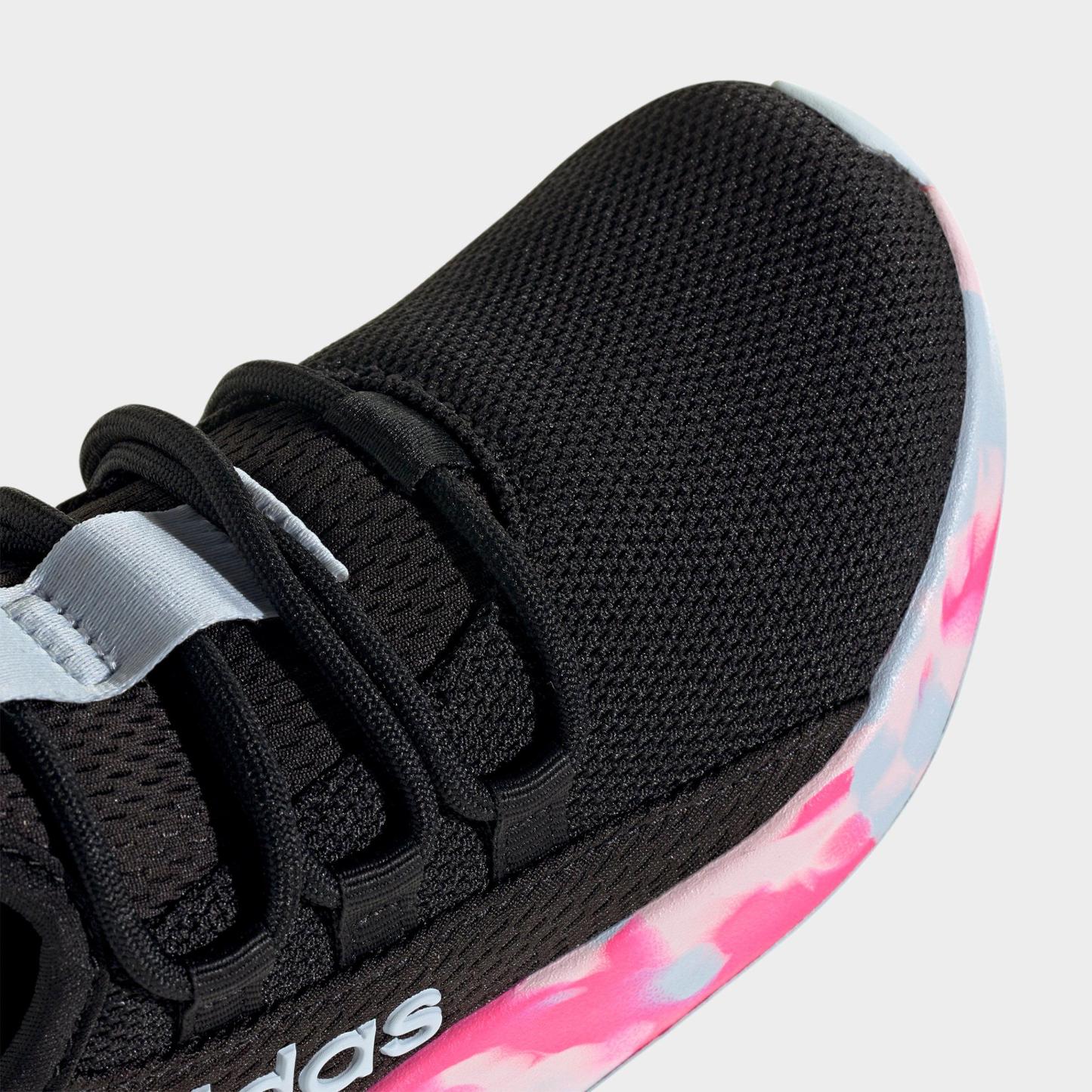 Girls' Little Kids' and Big Kids' adidas Lite Racer Adapt 8.0 Stretch Lace Casual Shoes - Part 1 - Core Black/Crystal Sky/Shock Pink - Detail shot