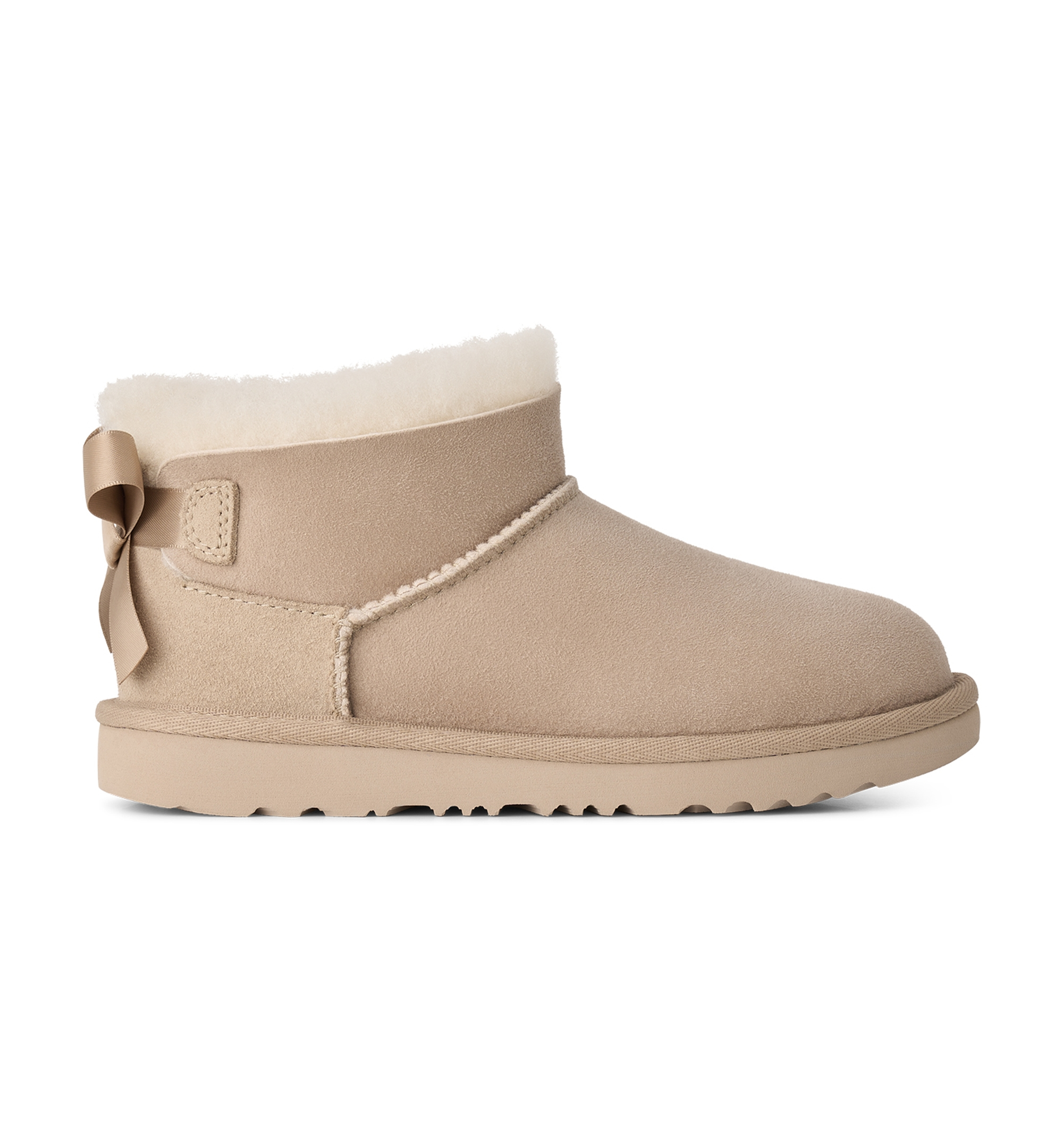 UGG® Kids Ultra Mini Bailey Bow Round Toe Booties - Sand