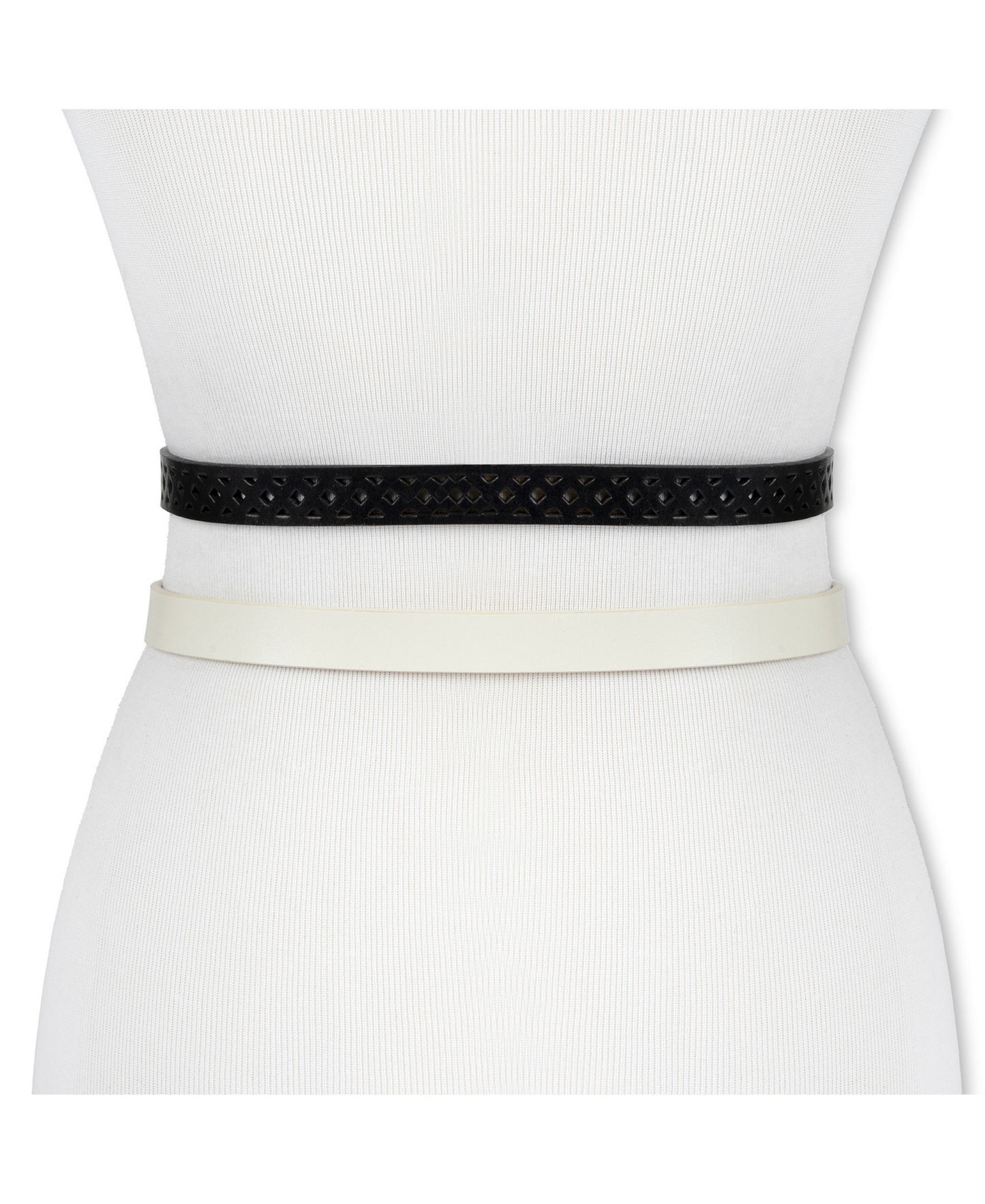 Levi's Women's 2-Pack Perforated and Reversible Skinny Casual Belt Set - White/Burgundy Black