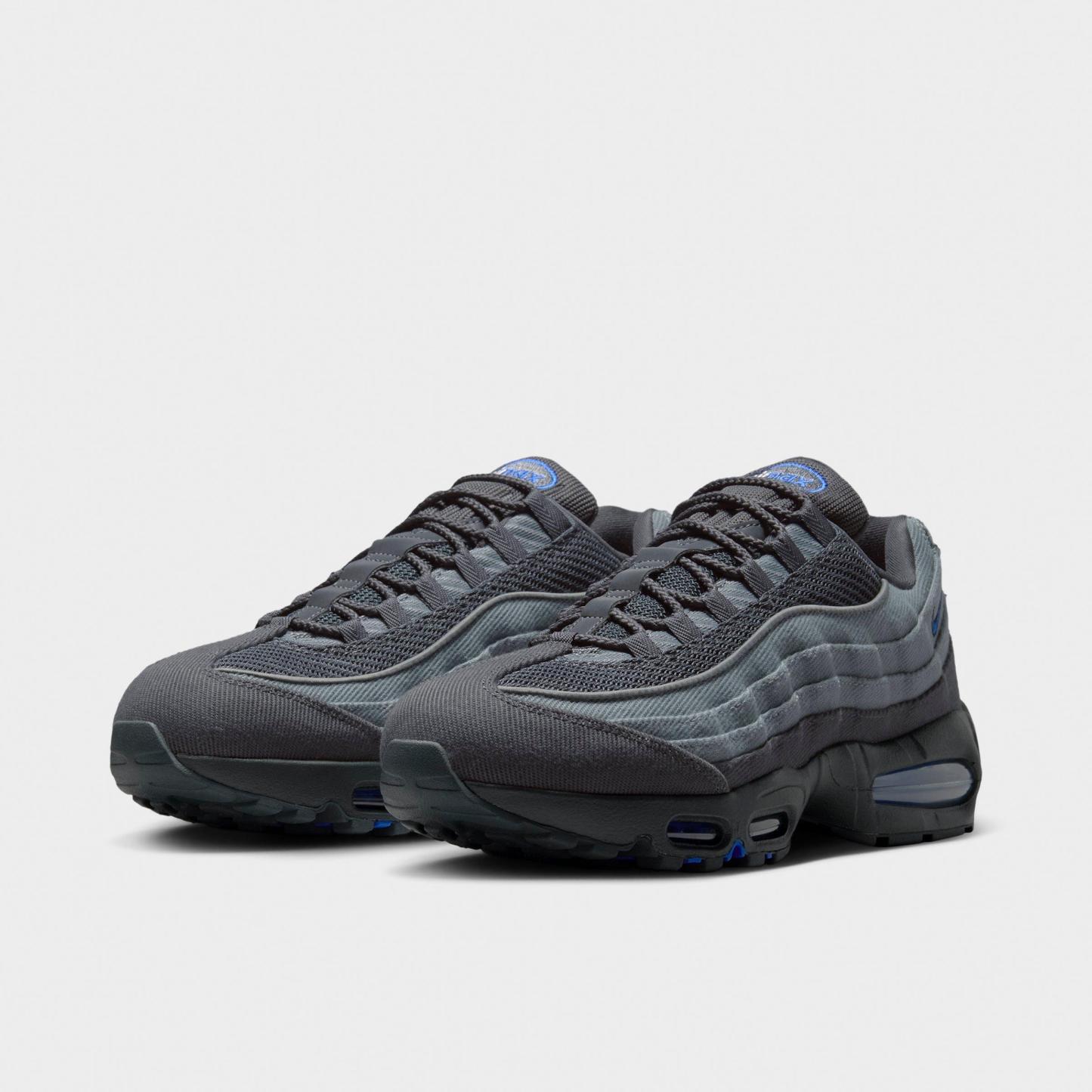 Men's Nithtke Air Max 95 Big Bubble Scorpion Casual Shoes - Part 1 - Smoke Grey/Anthracite/Black/Racer Blue - Both shoes facing left