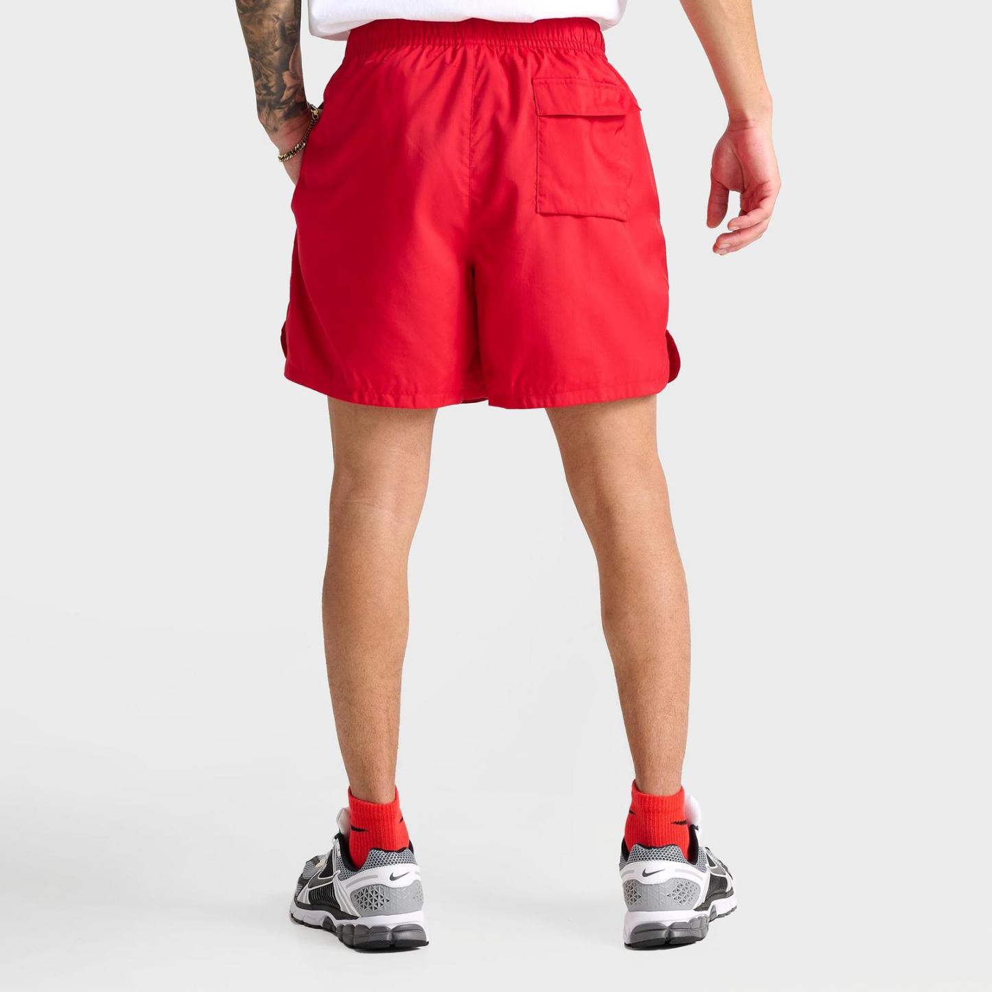 Men's Nike Sportswear Embroidered Woven Flow Shorts - Red/White