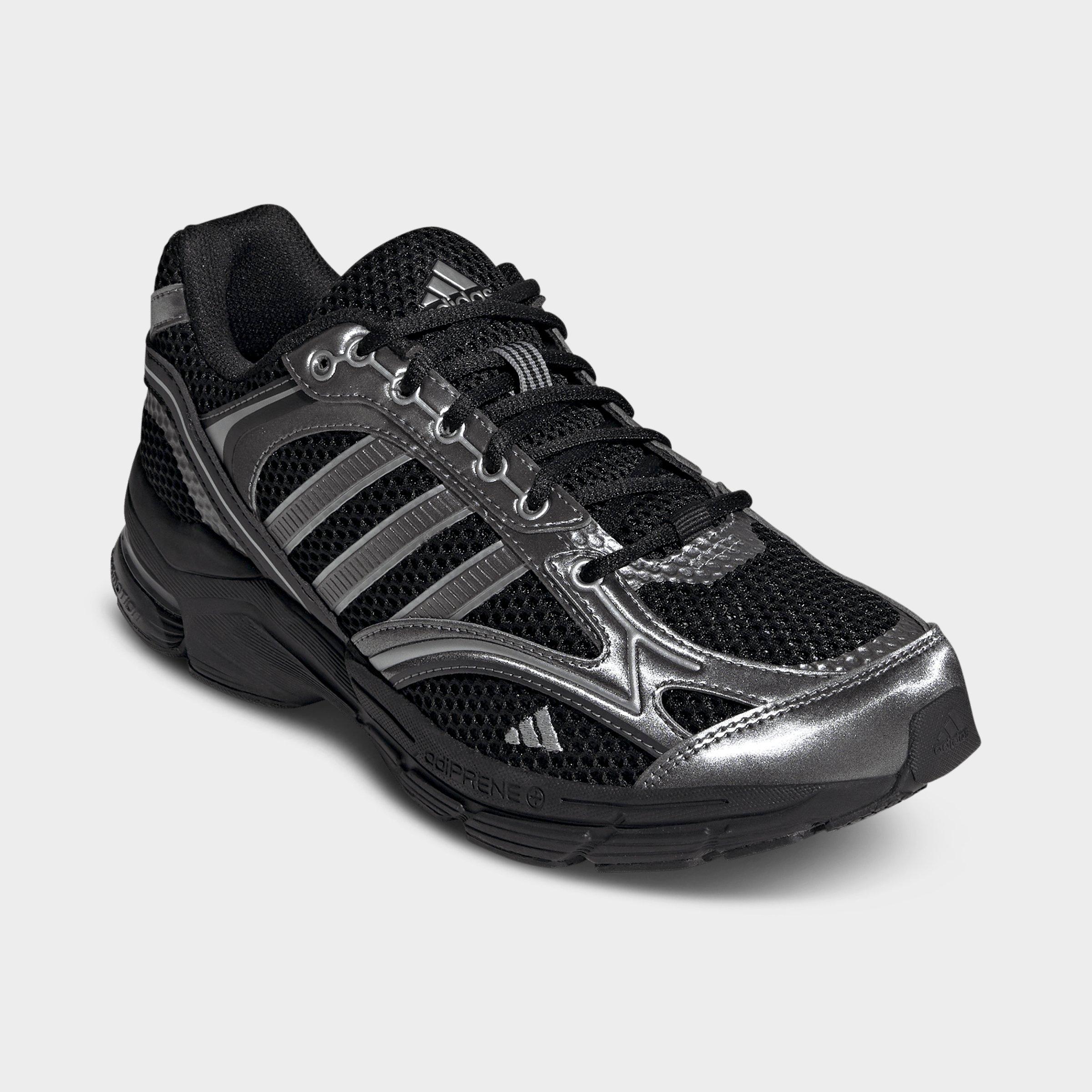 Men's adidas Spiritain 2000 Casual Shoes - Part 1 - Core Black/Iron Metallic/Matte Silver - Both shoes facing left