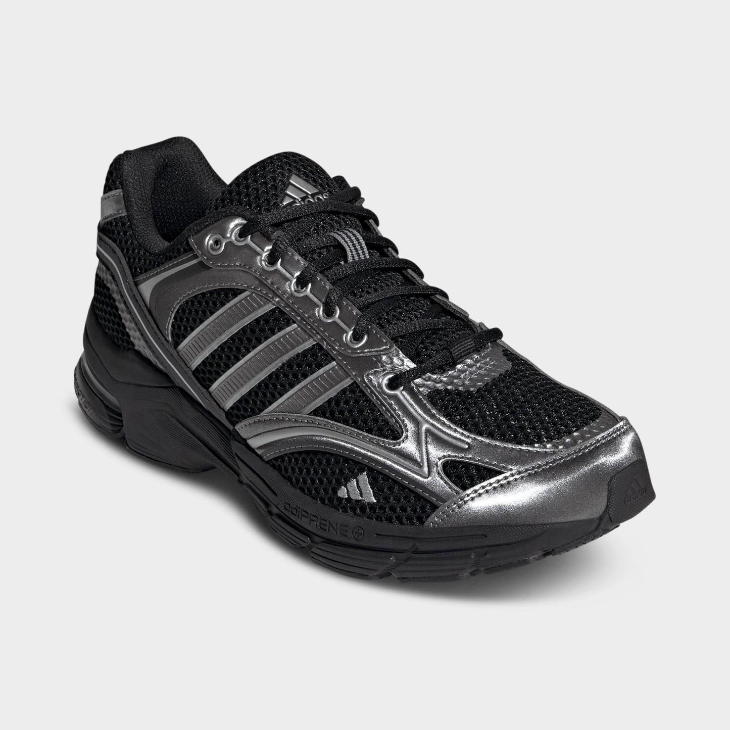 Men's adidas Spiritain 2000 Casual Shoes - Part 1 - Core Black/Iron Metallic/Matte Silver - Both shoes facing left