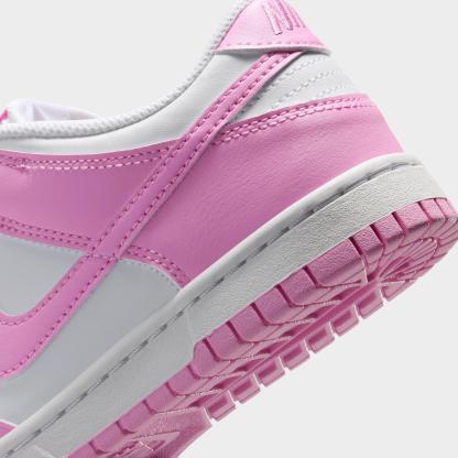 Big Kids' Nithtke Dunk Low Casual Shoes - Part 1 - White/White/White/Pink Rise - Detail shot