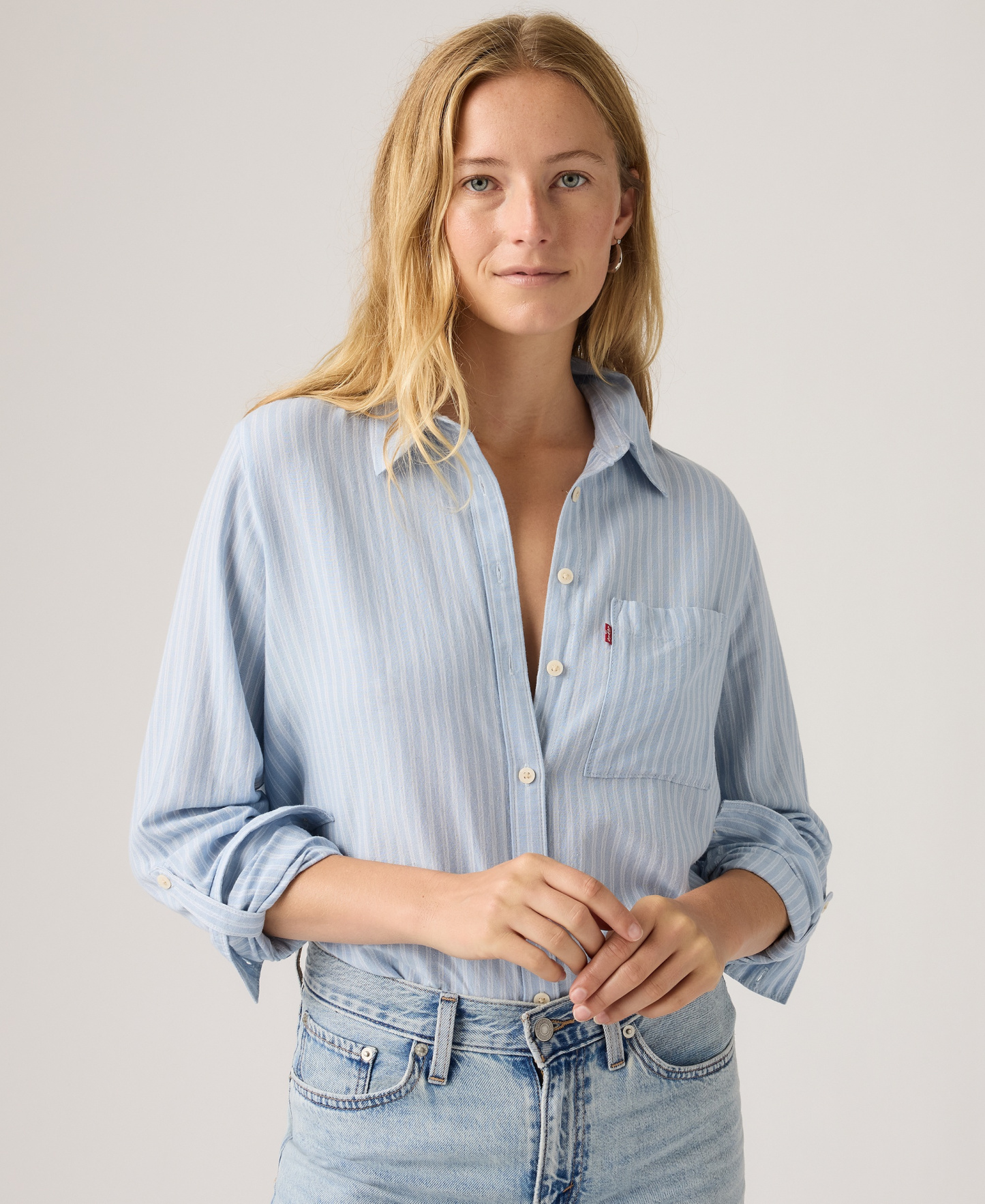Levi's Women's Darlene Collared Button-Front Shirt - Cannita Stripe Kentucky Blue
