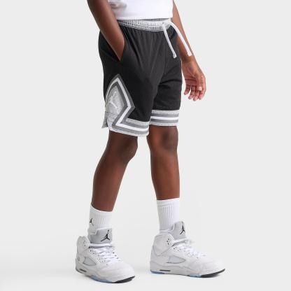 Big Kids' Jordan Dri-FIT Diamond Mesh Basketball Shorts - Black/Light Smoke Grey - view 1