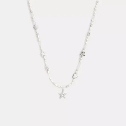 Pearls And Seashell Necklace - Silver/Pearl