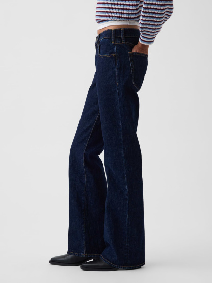 Mid Rise Relaxed Flare Jeans - Rinse wash