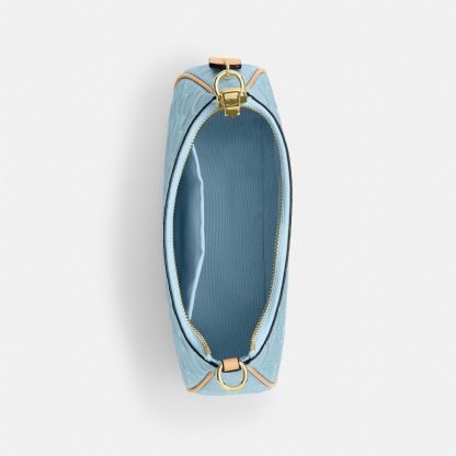Teri Shoulder Bag In Signature Leather - Gold/Light Blue - view 4