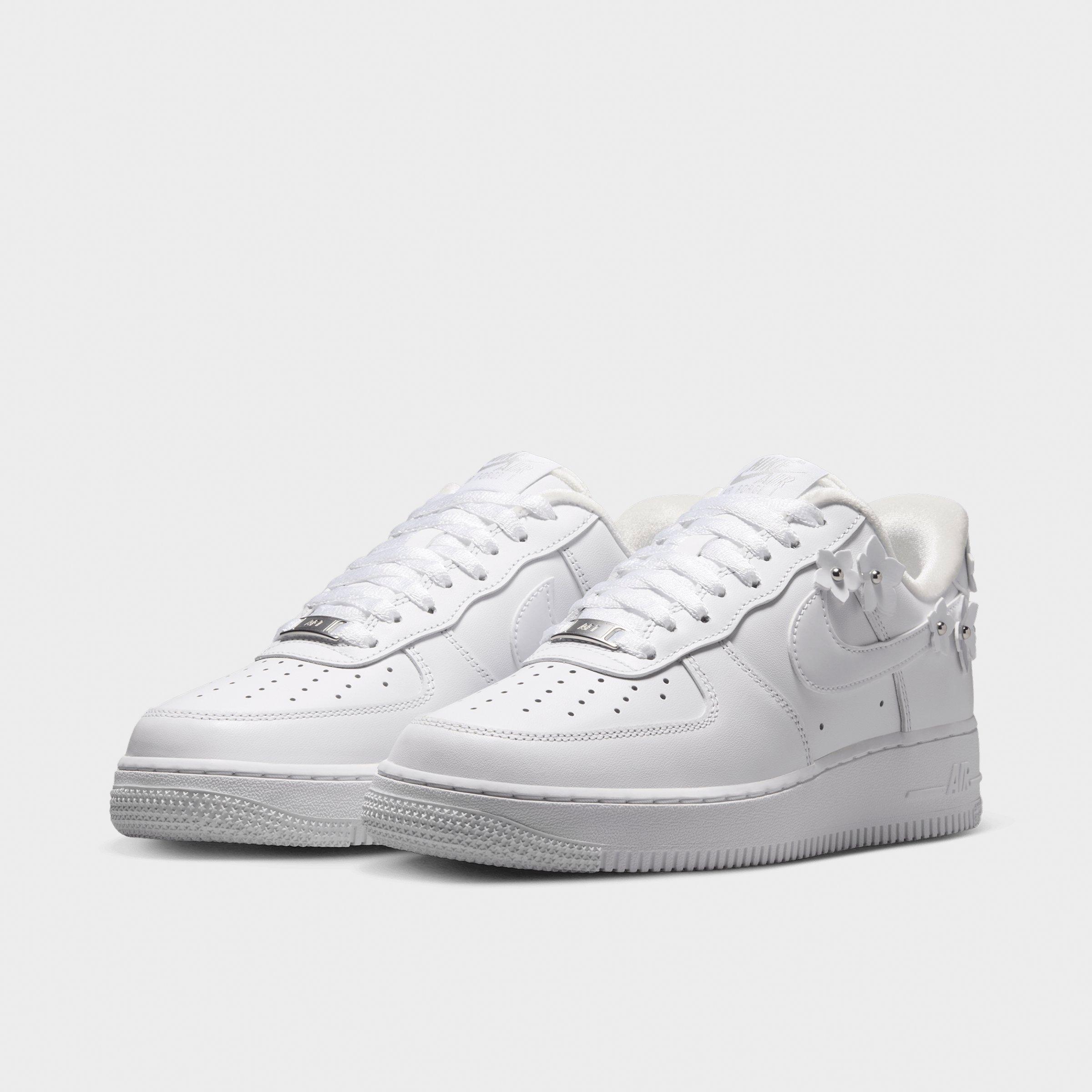 Women's Nithtke Air Force 1 '07 "Florette" Casual Shoes - White/Wolf Grey/Metallic Silver/White - Both shoes facing left