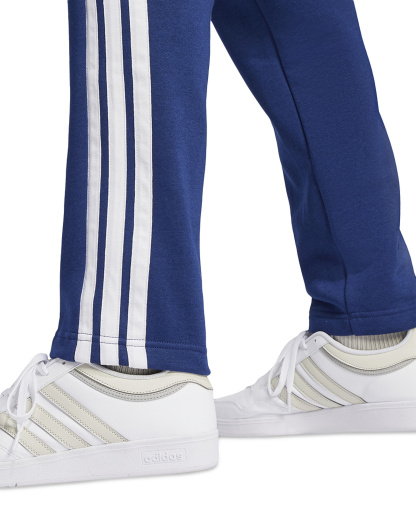 adidas Men's Essentials 3-Stripes Regular Open Hem Fleece Pants - Dark Blue/White