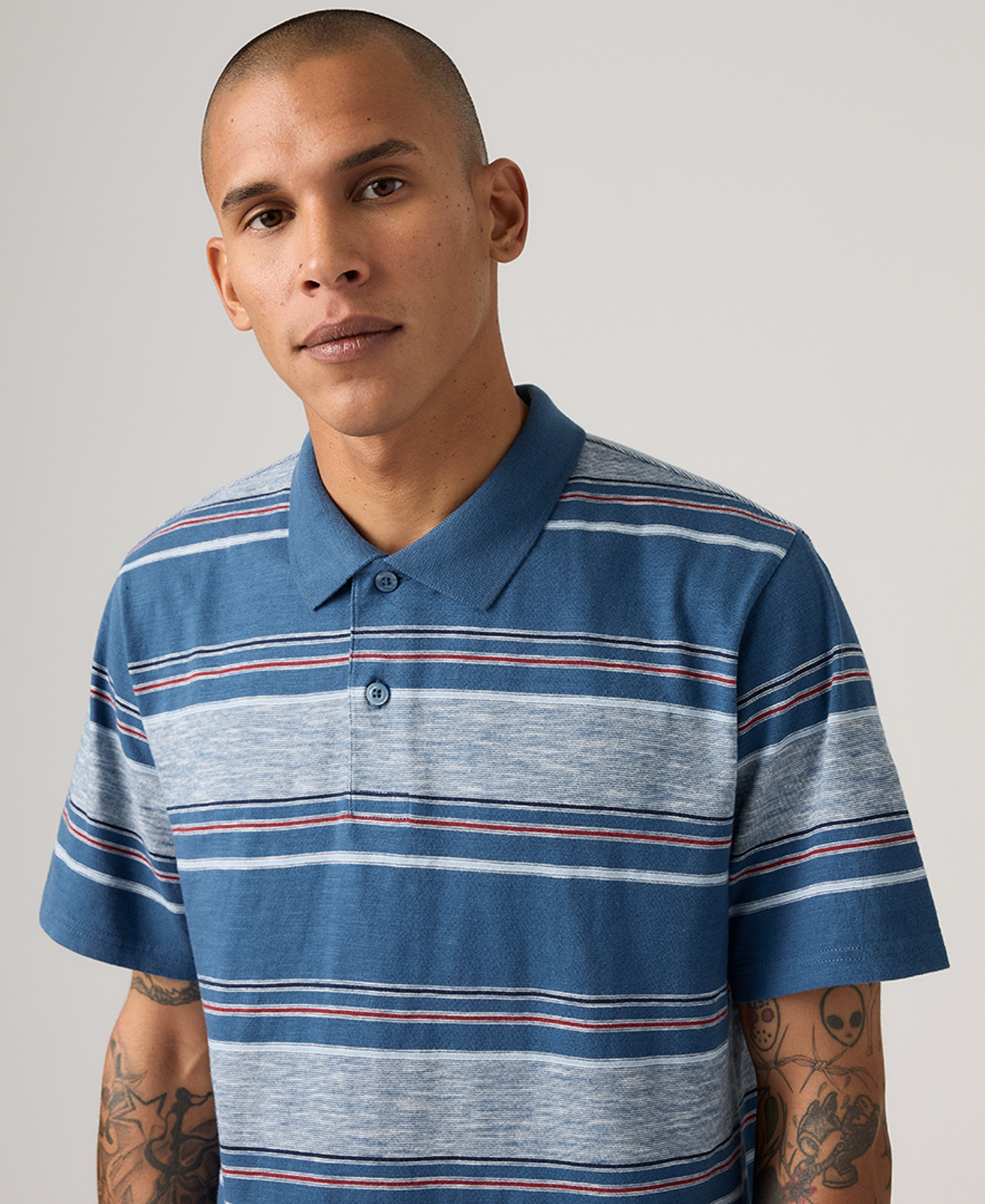 Levi's Men's Merritt Striped Collared Polo Shirt - Ensign Blue