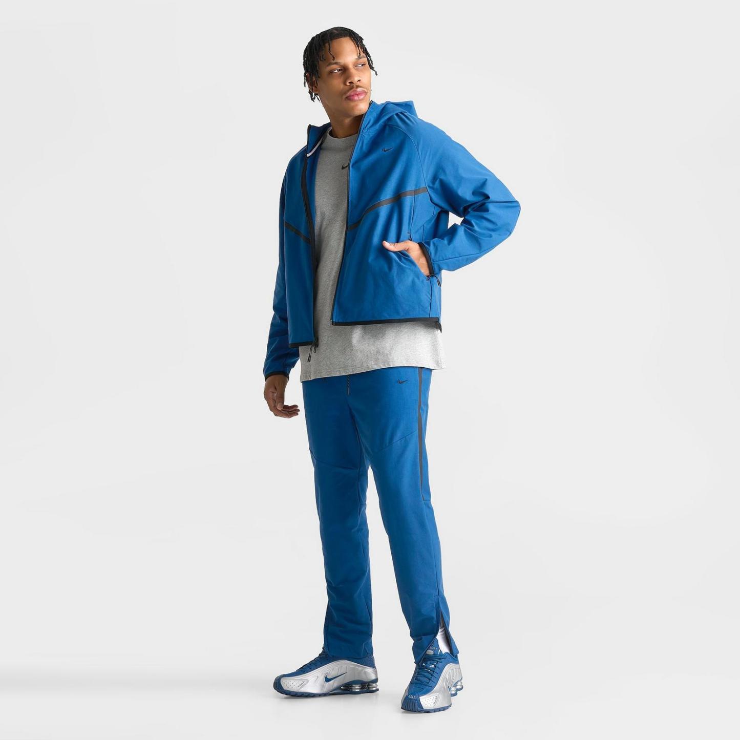 Men's Nike Tech Shori Knit Full-Zip Windbreaker Jacket - Court Blue/Black
