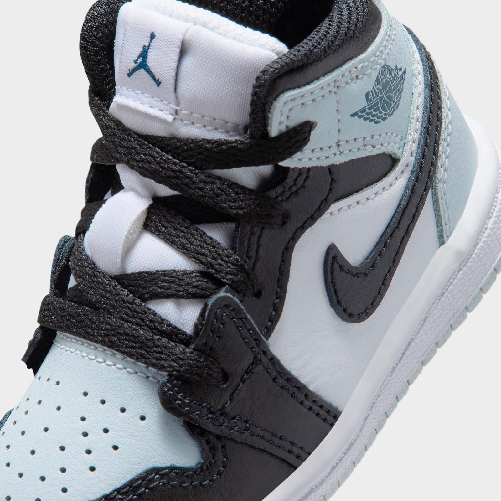 Kids' Toddler Air Jordan Retro 1 Mid Casual Shoes - Black/Aura/Squadron Blue/Black - view 3