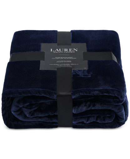 Lauren Ralph Lauren Micromink Plush Blanket, Twin - Navy