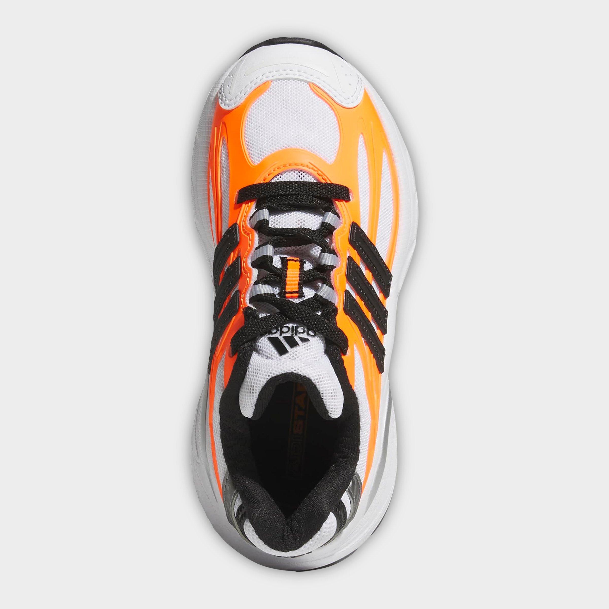 Little Kids' adidas Adistar XLG 2.0 Stretch Lace Casual Shoes - White/Black/Solar Orange - Top view