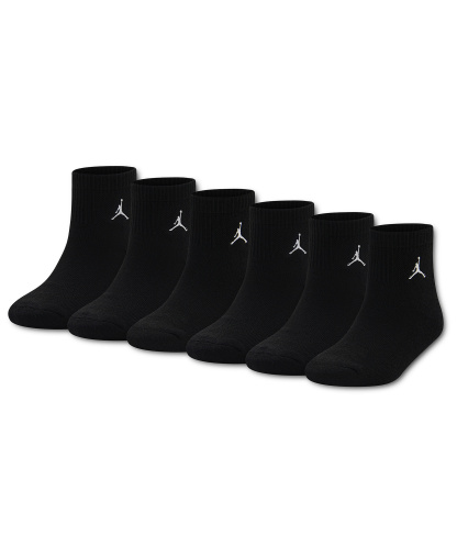 Jordan Boys' 7-11 Ankle Socks, 6-Pack - BLACK