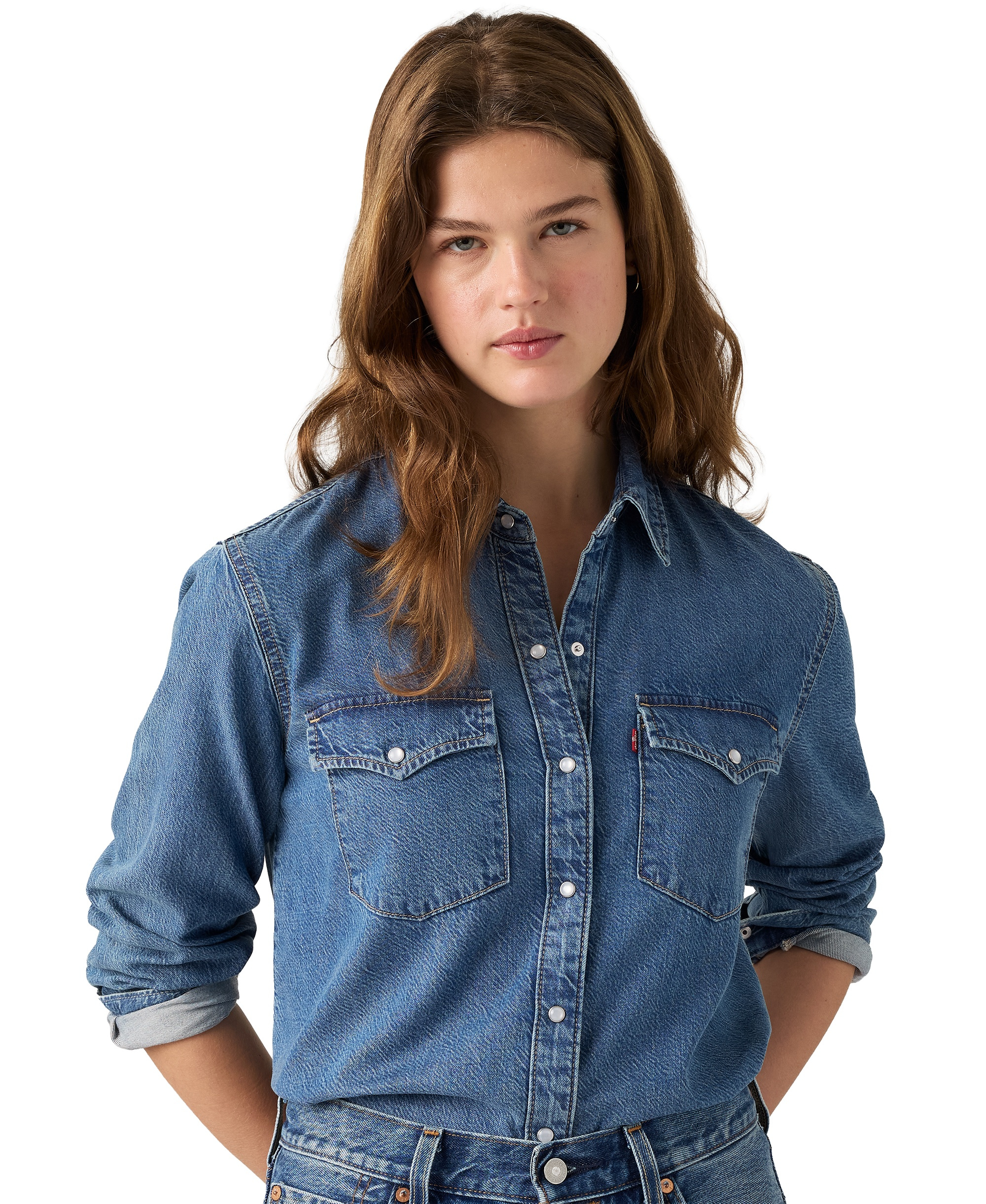 Levi's Women's Evans Relaxed Western Long-Sleeve Denim Shirt - Easy Trail Mid