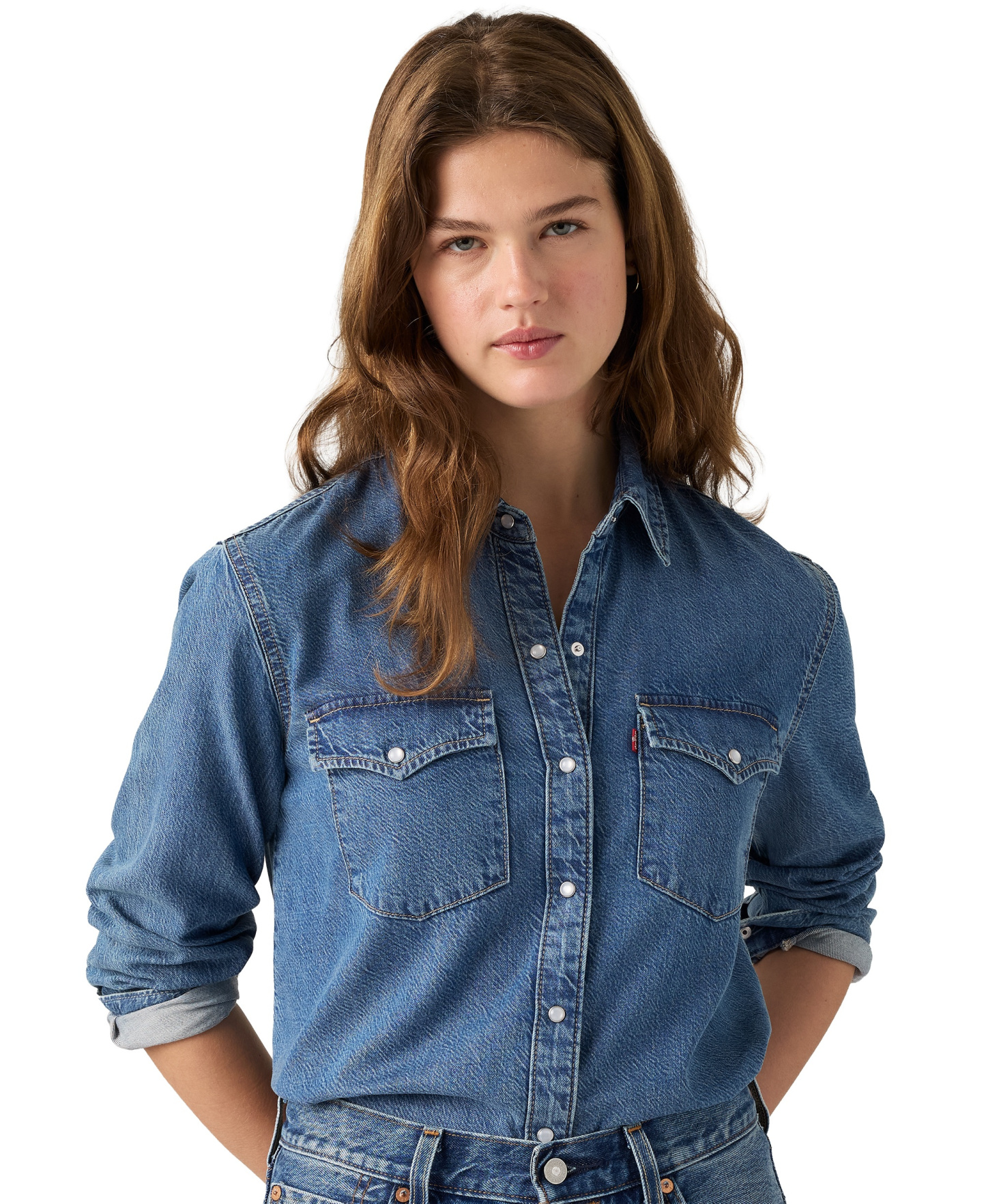 Levi's Women's Evans Relaxed Western Long-Sleeve Denim Shirt - Easy Trail Mid