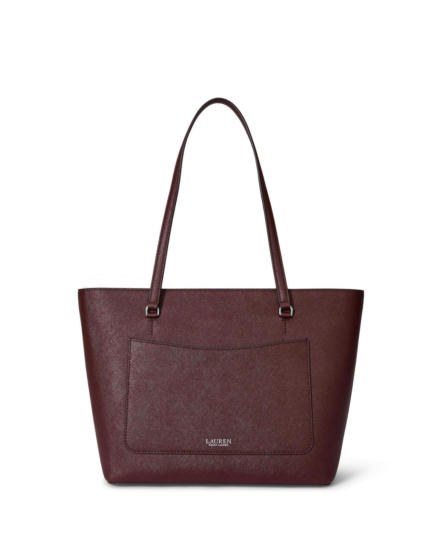 Lauren Ralph Lauren Crosshatch Leather Karly Medium Shopper Tote Handbag - Purple