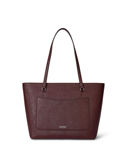 Lauren Ralph Lauren Crosshatch Leather Karly Medium Shopper Tote Handbag - Purple