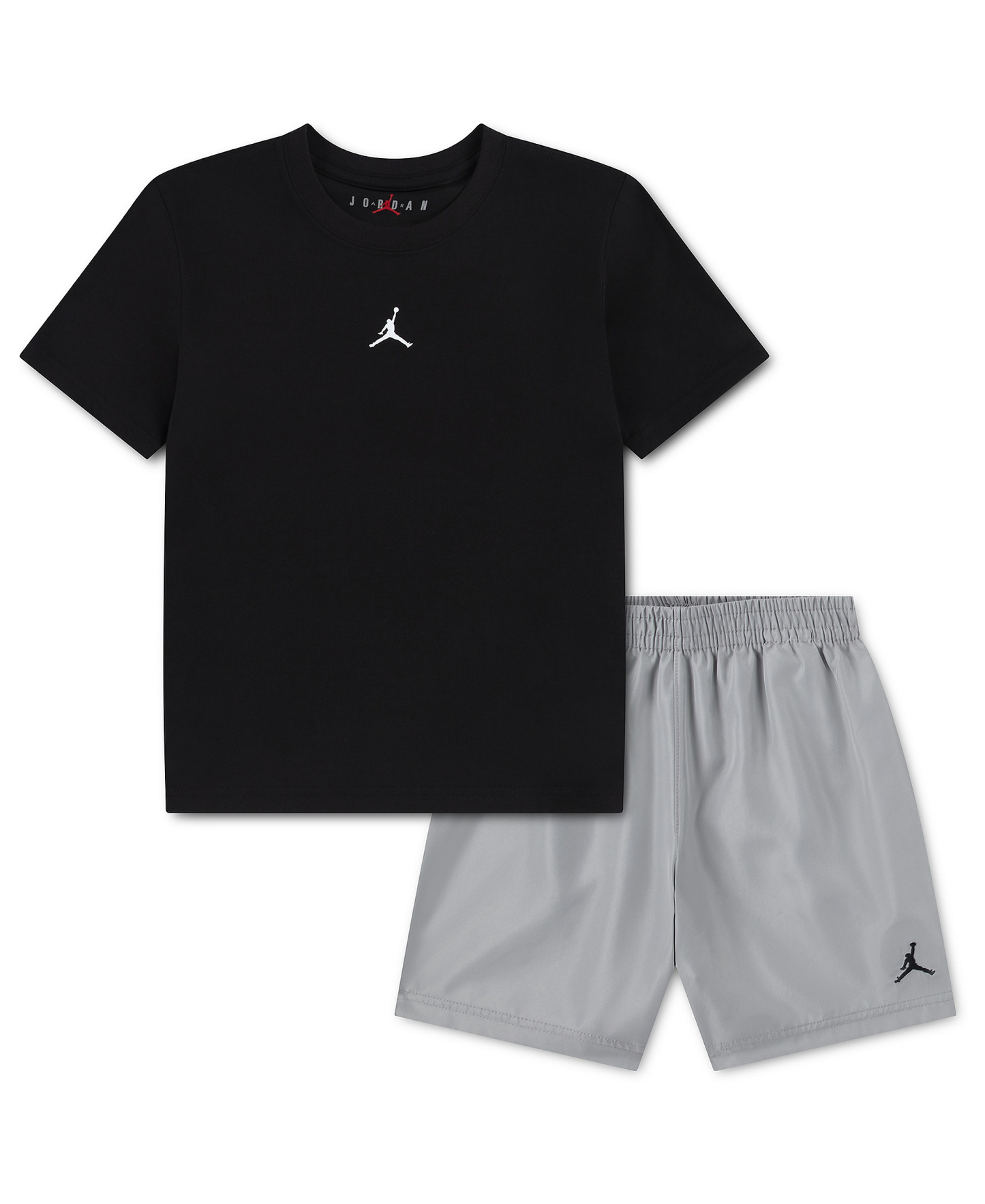 Jordan Boys' 4-7 Dri-FIT Crewneck Jersey T-Shirt and Mesh Shorts, 2-Piece Set - Medium Gray/Black