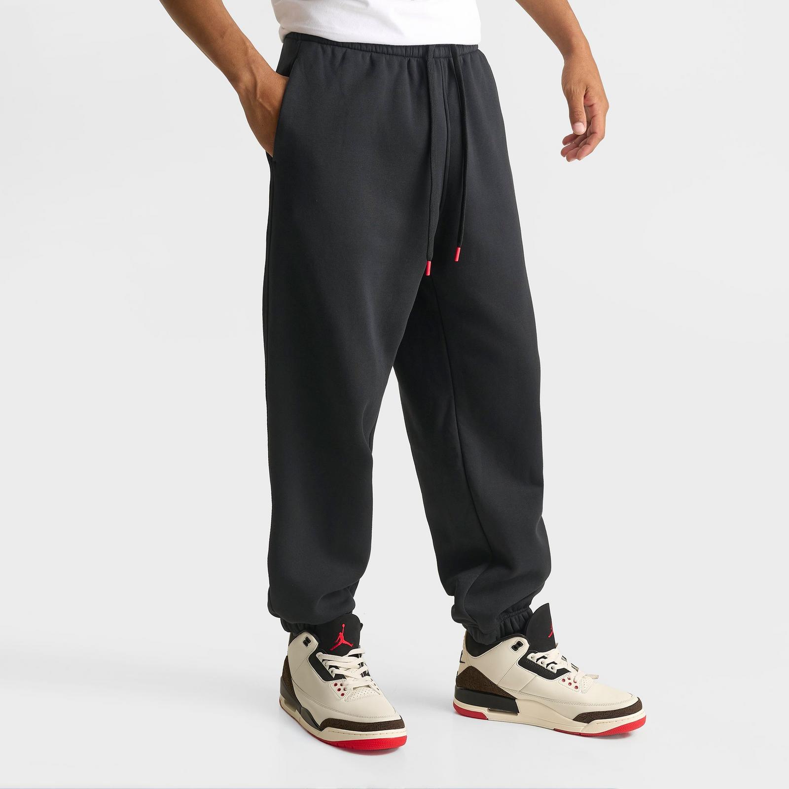 Men's Jordan Brooklyn Jumpman Air French Terry Jogger Pants - Black/University Red - view 3