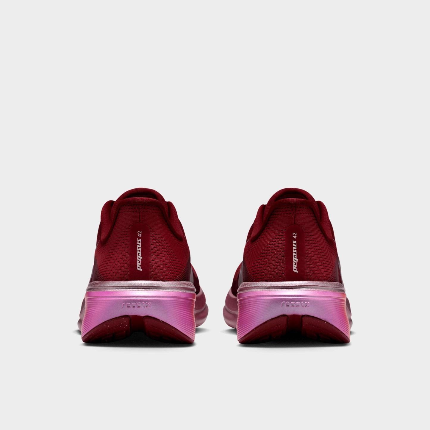 Women's Nithtke Pegasus 42 Running Shoes - Part 1 - Team Red/Atomic Pink/Bordeaux/Barely Green - Back view