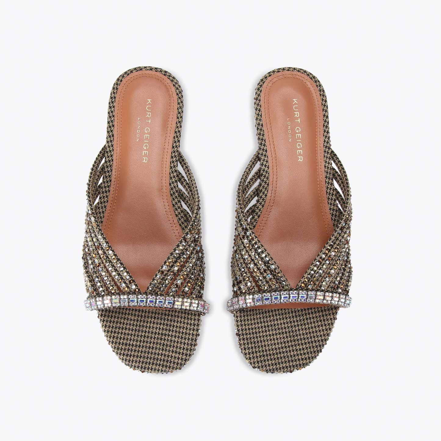 Kurt Geiger London Crystal Strap Flat Mule - Beige - view 3
