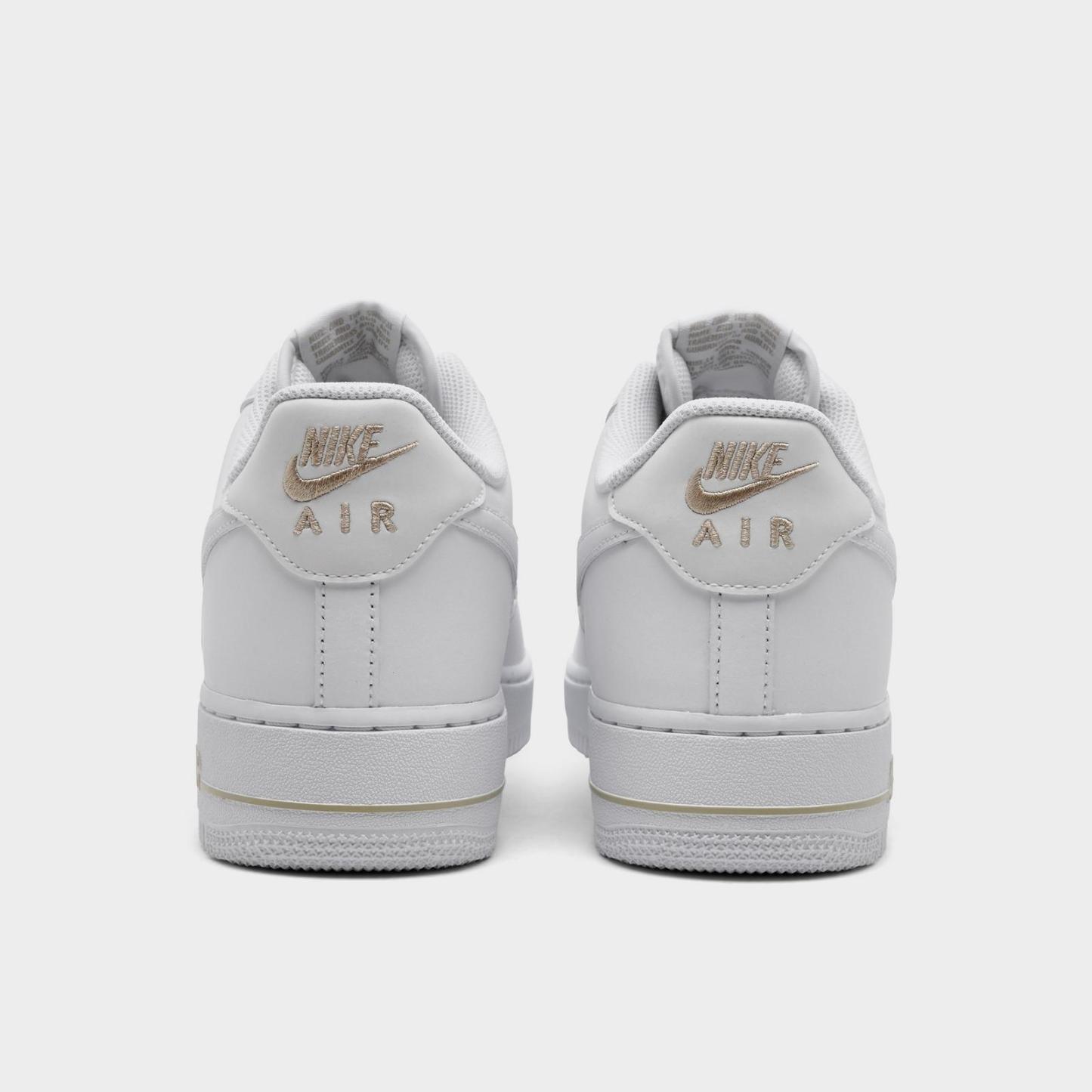 Men's Nike Air Force 1 '07 LV8 Casual Shoes - White/Metallic Silver/Desert Khaki