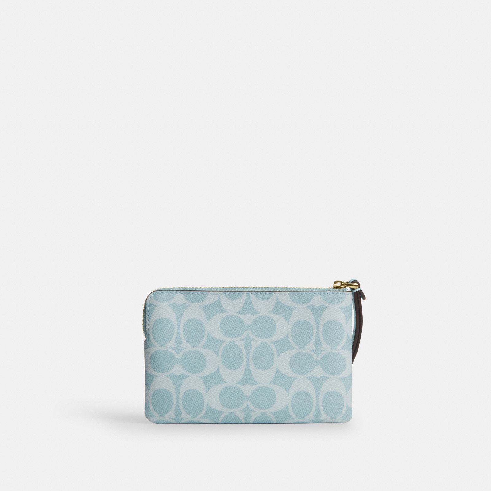 Corner Zip Wristlet In Signature Canvas - Gold/Light Blue - view 4