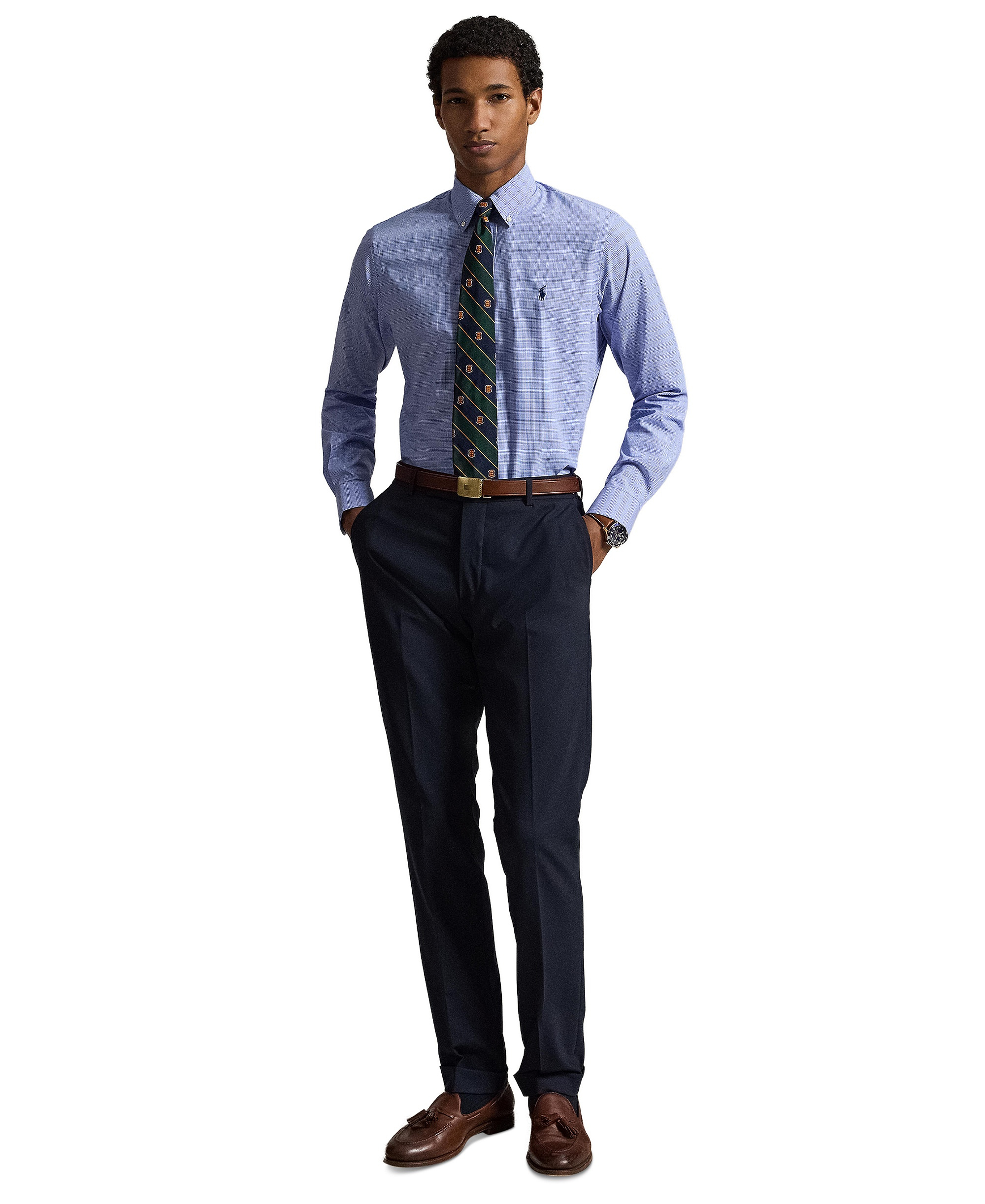 Polo Ralph Lauren Men's Stretch Poplin Shirt - Maidstone Blue White