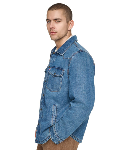 Levi's Men's Denim Filled Shacket - Medium Wash Denim