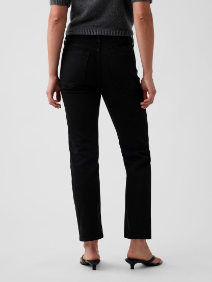 High Rise ’90s Slim Straight Crop Jeans - Black wash