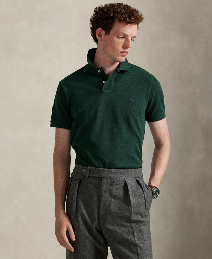 Polo Ralph Lauren Men's Custom Slim-Fit Mesh Polo Shirt - Scotch Pine Heather