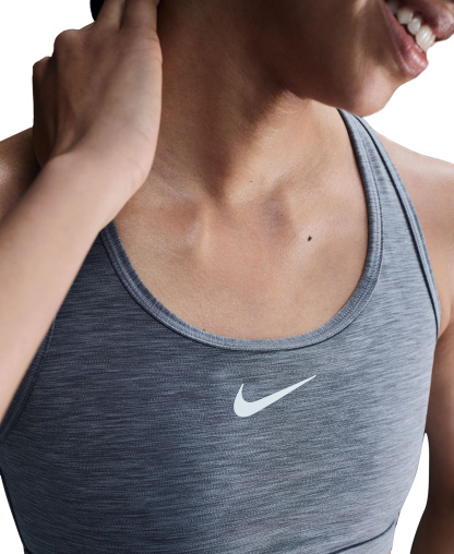 Nike Women's Swoosh Padded Sports Bra - Smoke Grey/White