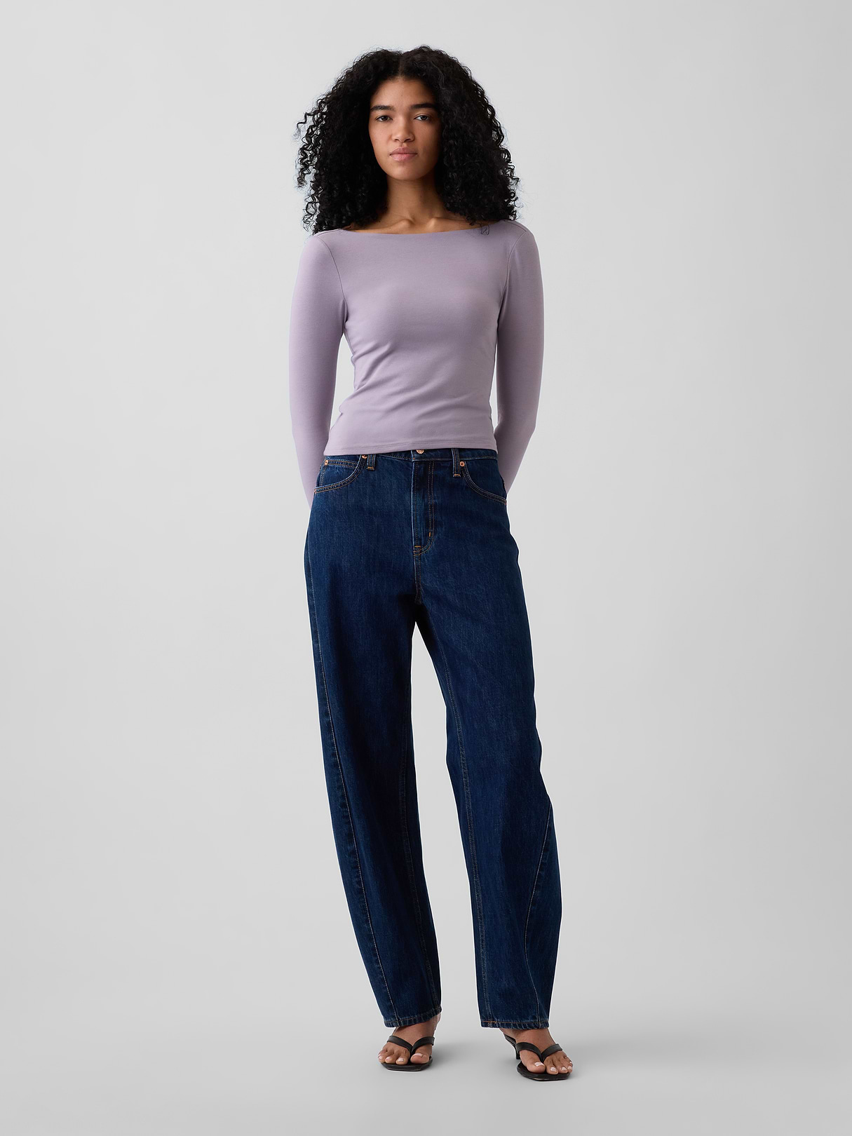 CloseKnit Jersey Scoop-Back T-Shirt - Dusty mauve purple