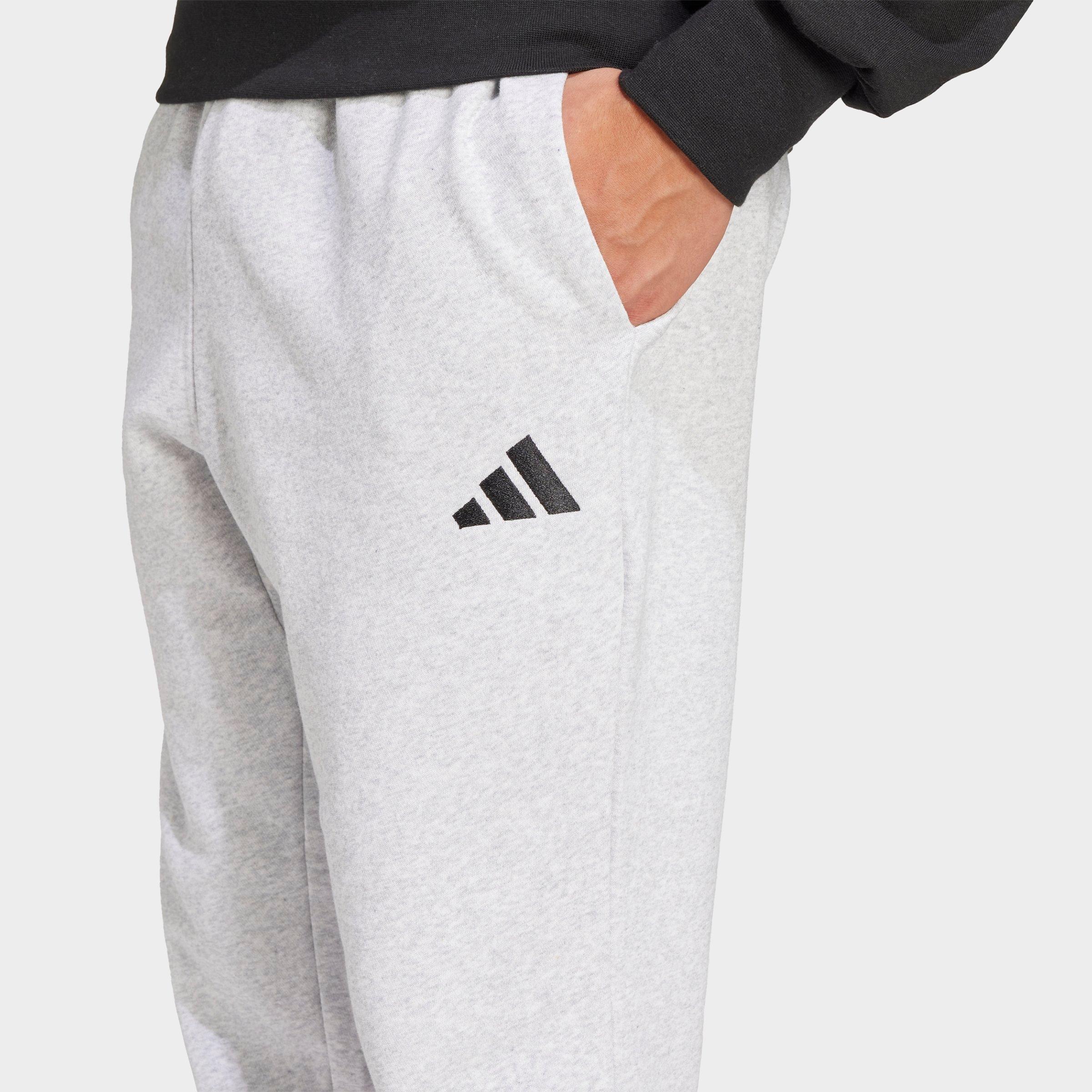 Men's adidas Essentials Feelcozy Fleece Jogger Pants - Light Grey Heather/Black