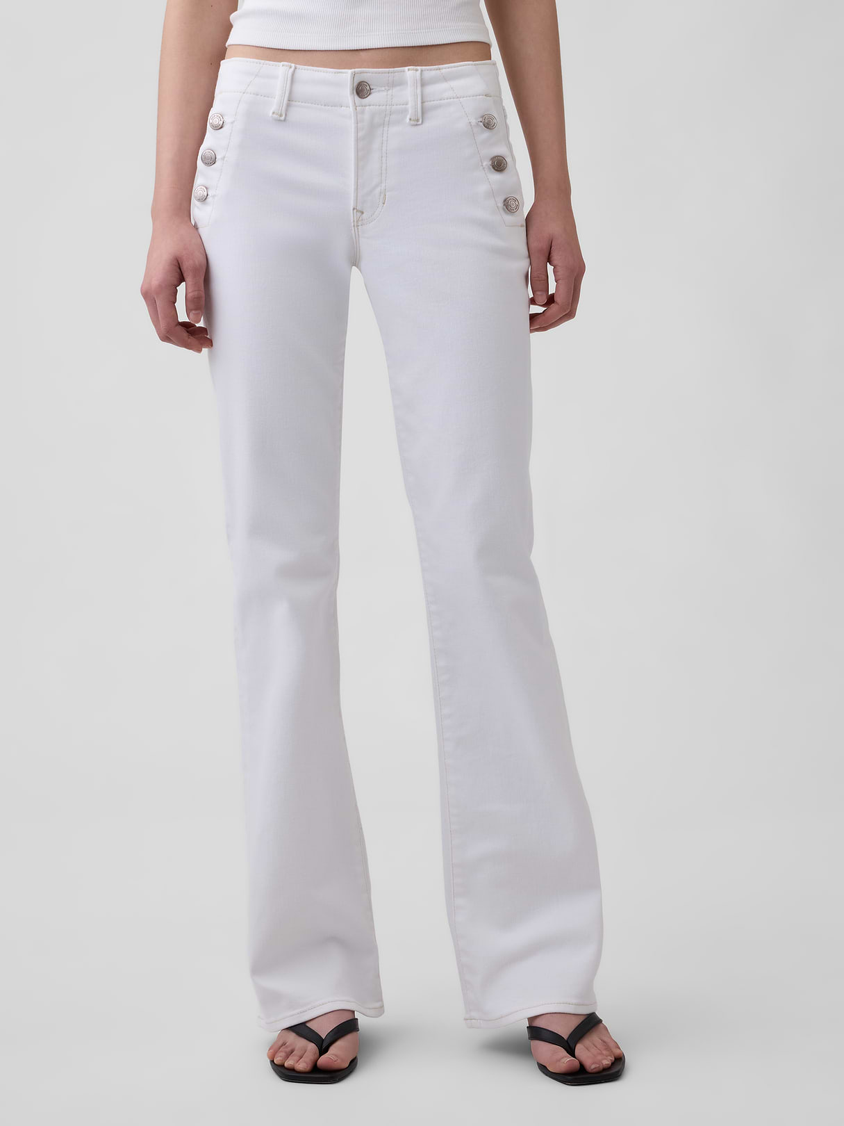 Low Rise Long & Lean Split-Hem Jeans - White