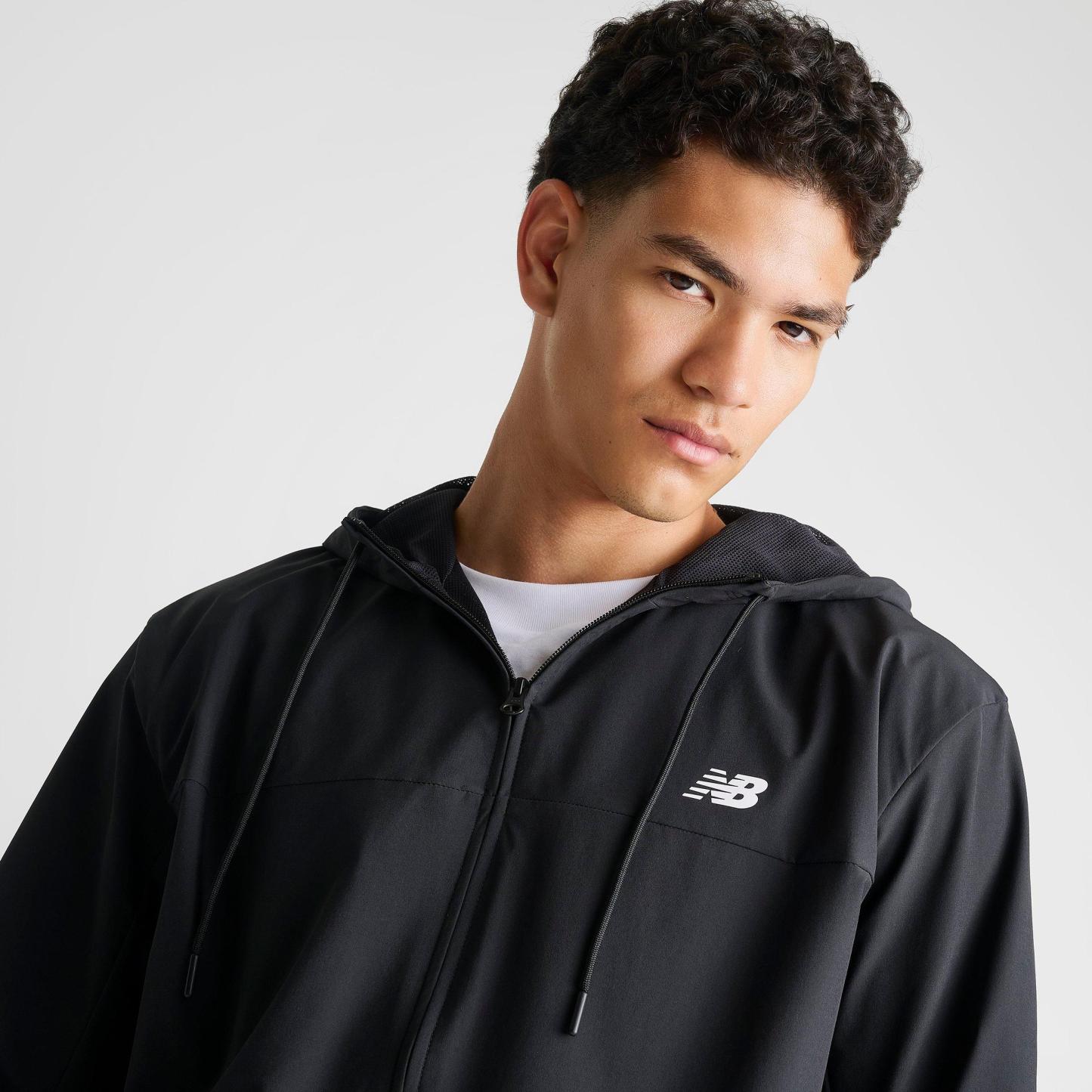 Men's New Balance Performance Full-Zip Woven Jacket - Black/Black - view 5