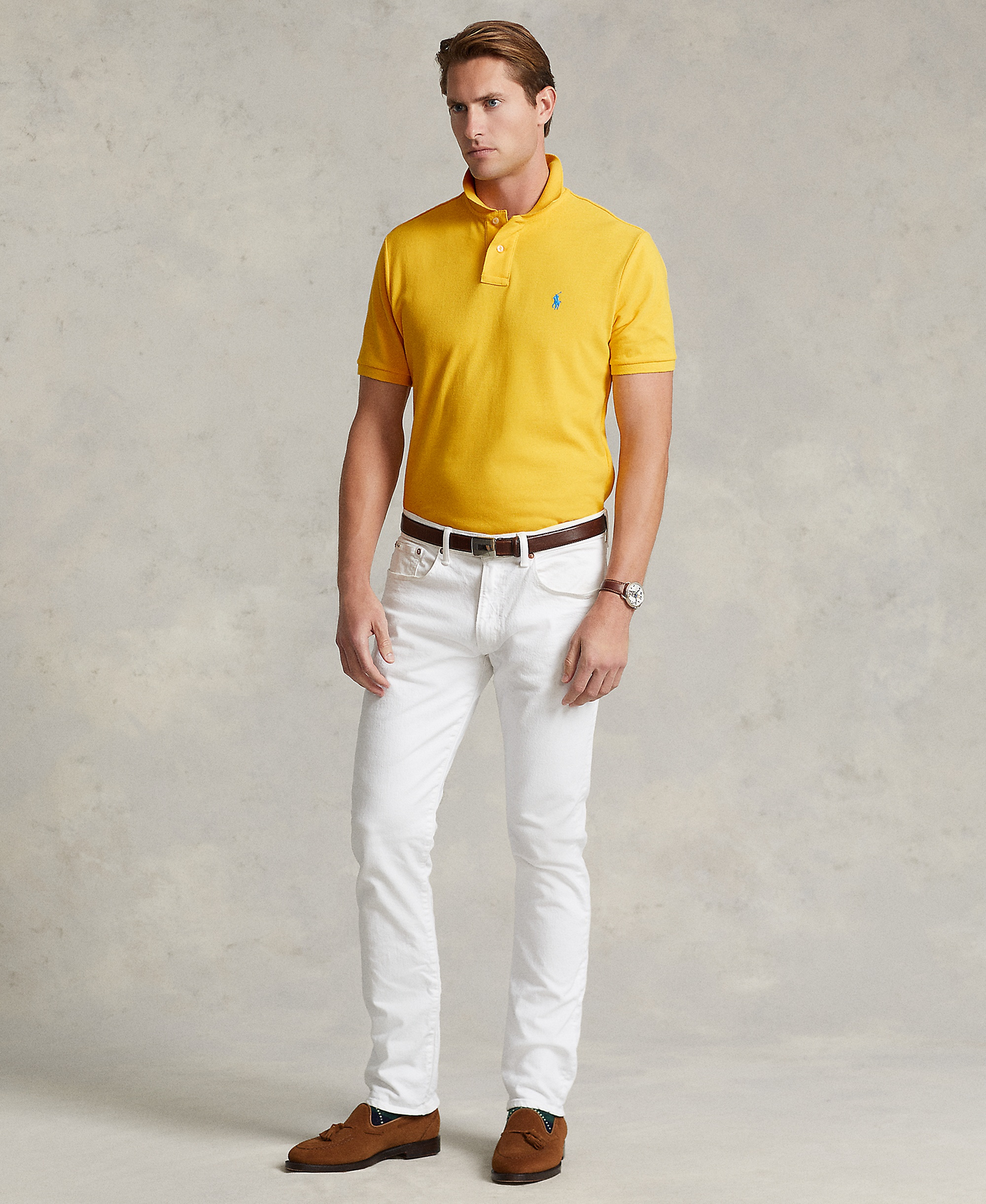 Polo Ralph Lauren Men's Classic-Fit Mesh Polo Shirt - Yellow Fin