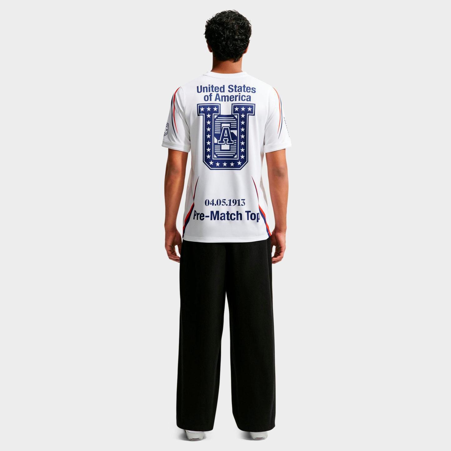 Men's Nithtke USA x VAA Academy Pro Dri-FIT Pre-Match Soccer Jersey - White/Deep Royal Blue/Deep Royal Blue